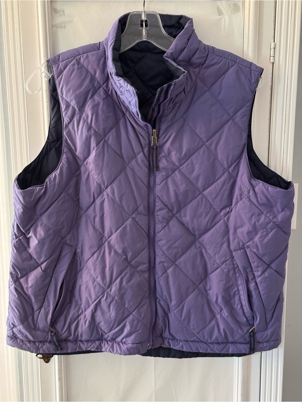 Coldwater Creek Down Quilted Lavender & Blue Reversible Puffer Vest Size L